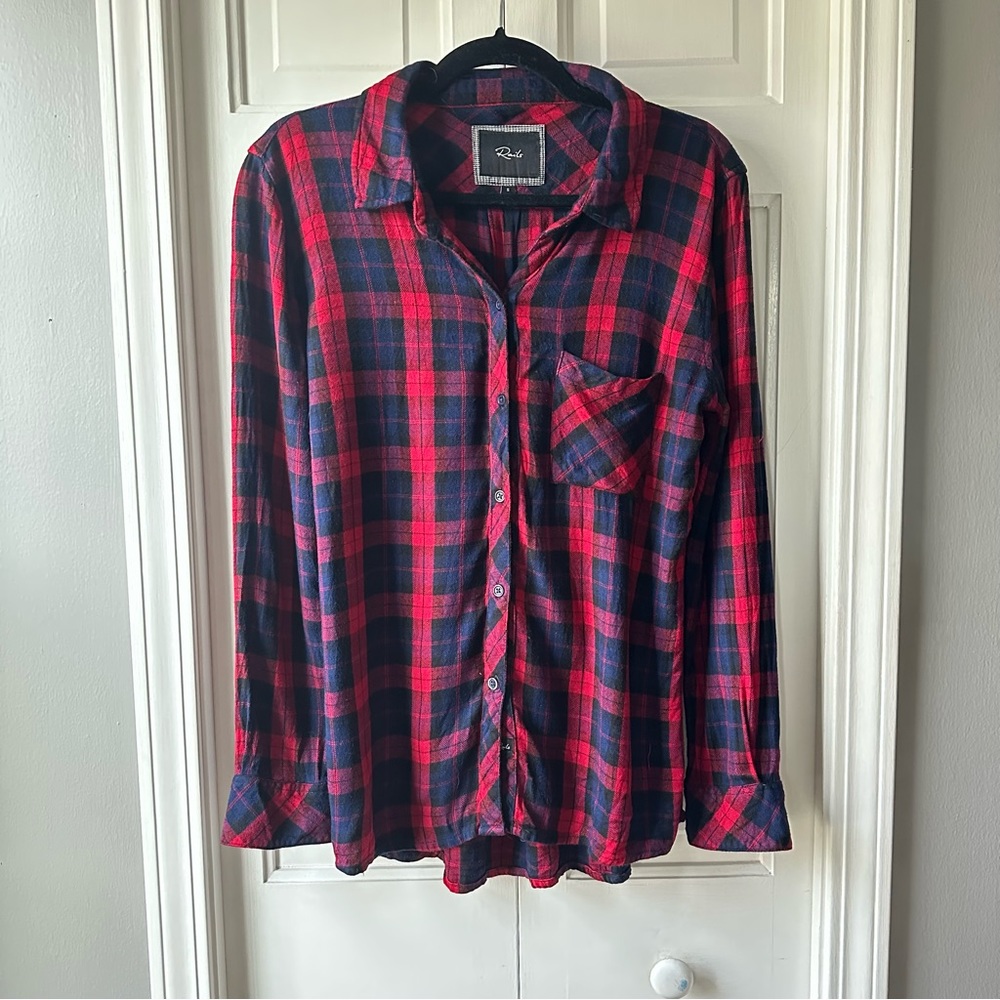 Rails Hunter Cranberry and Navy Plaid Button Down Shirt